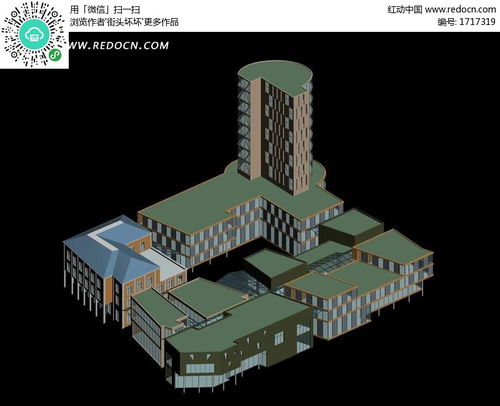 紅動網商業中心建筑群3D模型資源推薦 編號1717319免費下載與設計應用
